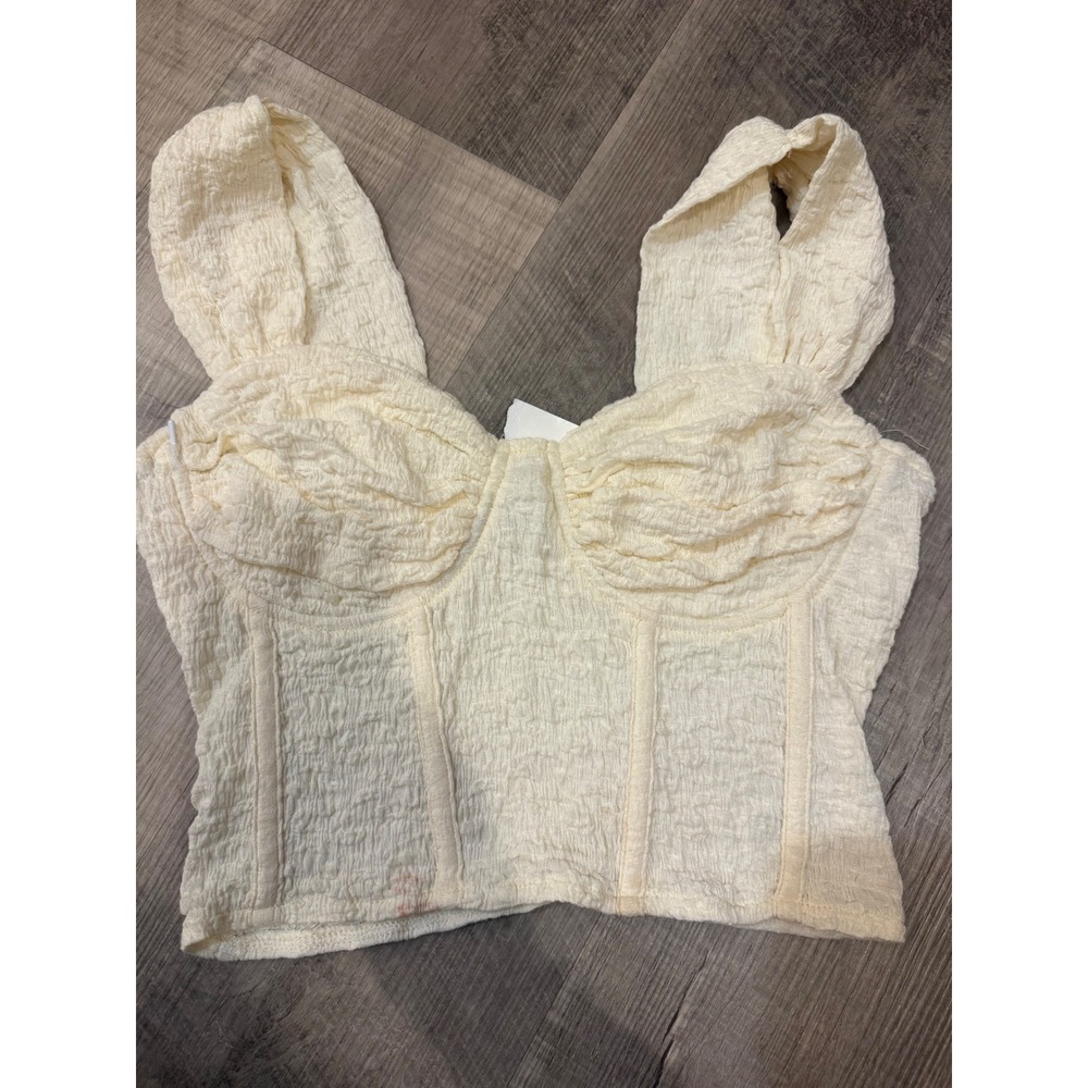 French‎ Quarter Ivory Textured Corset Crop Top - Size Small